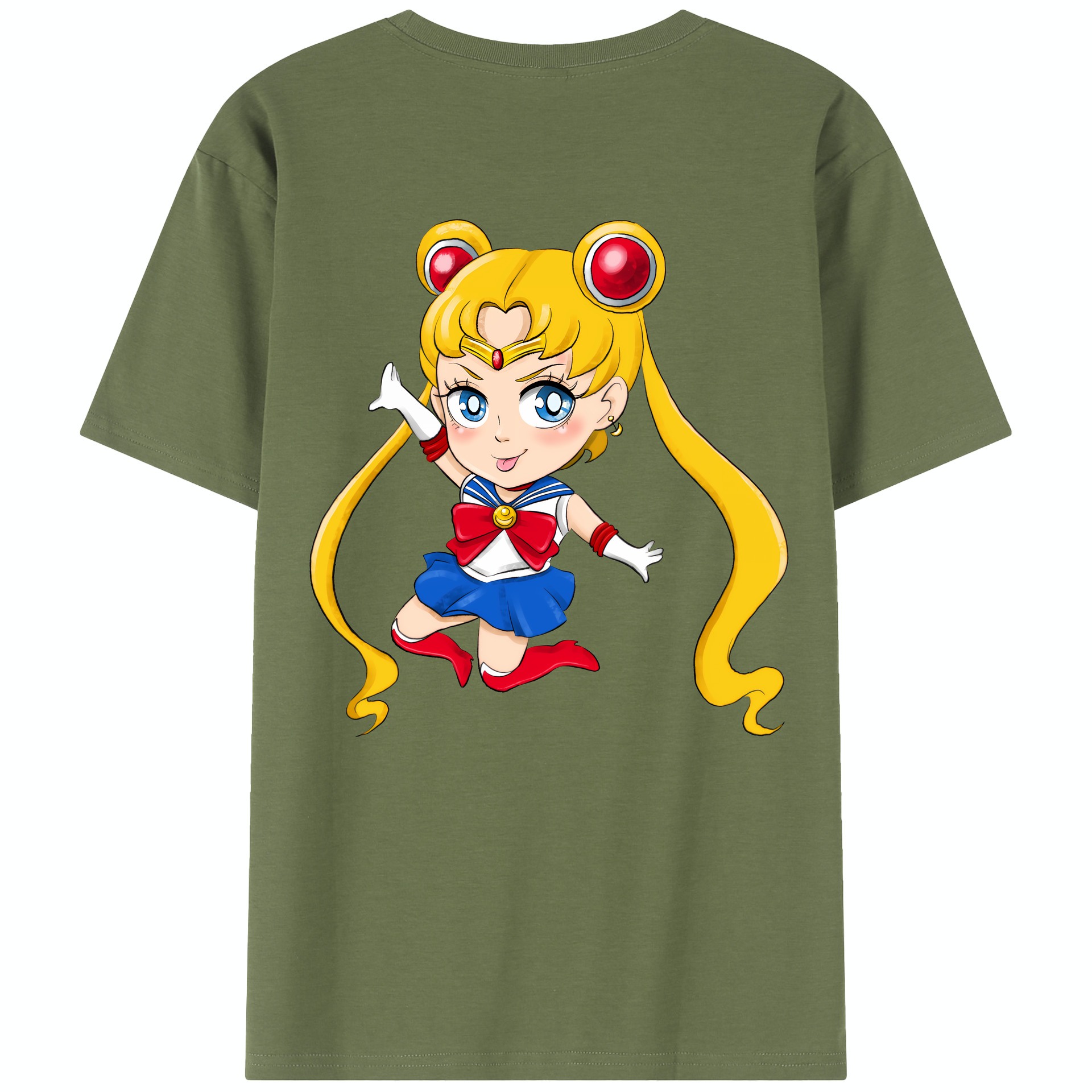 （画像用） 美少女戦士セーラームーン 月野 うさぎ つきの うさぎ Sailor Moon Tsukino Usagi 綿100％半袖Tシャツ（背面プリント）